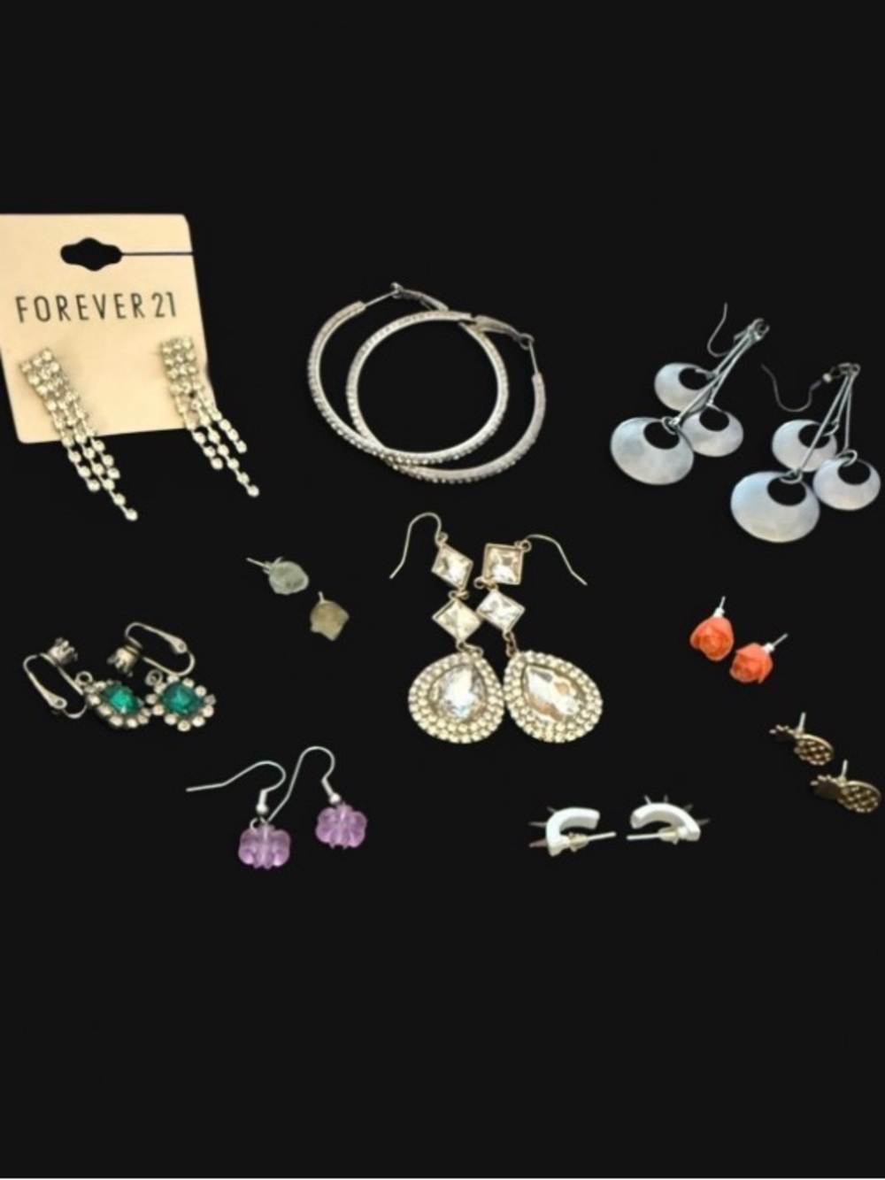 Lot of 10 Pairs of Assorted Pierced Earrings